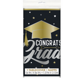Stars & Caps Graduation Rectangular Plastic Table Cover  54" x 84"